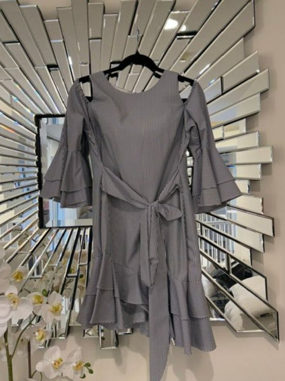 Aqua Dress Navy and White Striped